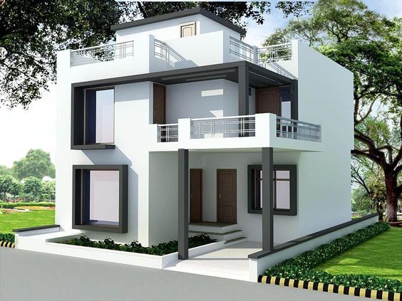 Glass normal house front elevation design