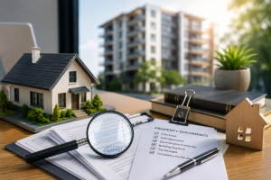 Property documents and ownership verification process to help homebuyers avoid property fraud in India.